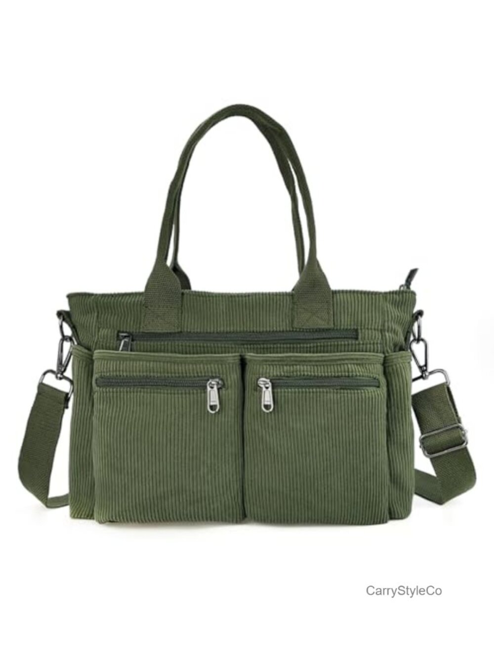 Corduroy Tote Bag with Pockets Adjustable Strap Hobo Crossbody